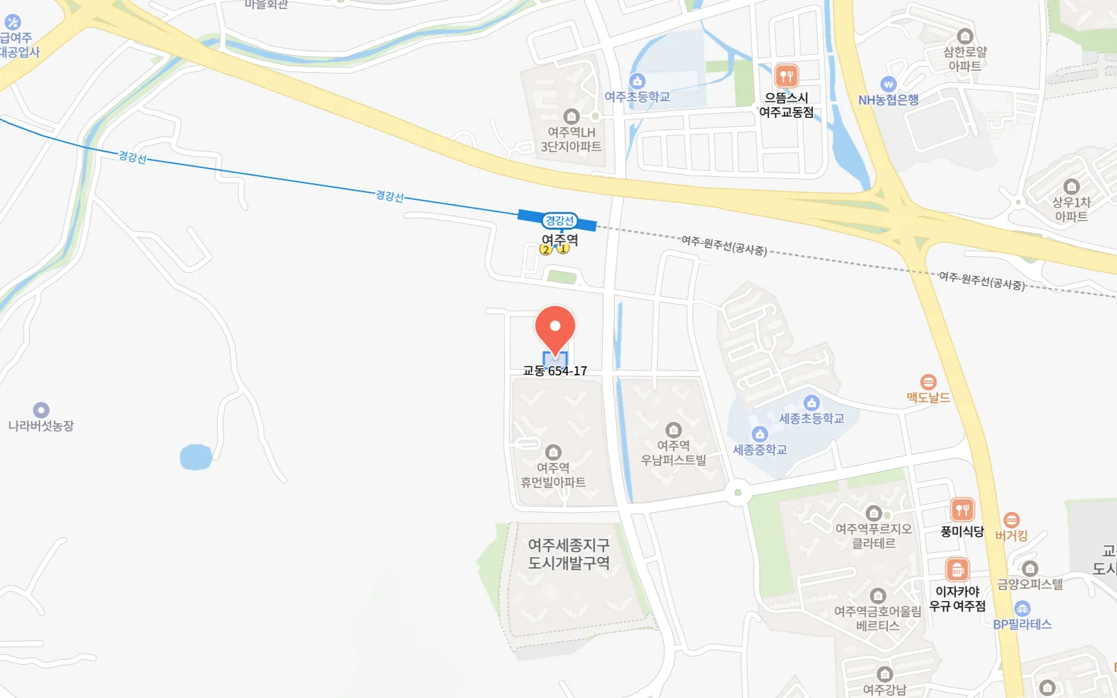 여주역 대광로제비앙 더센텀 모델하우스(주택전시관) 위치 — 경기도 여주시 교동 654-17